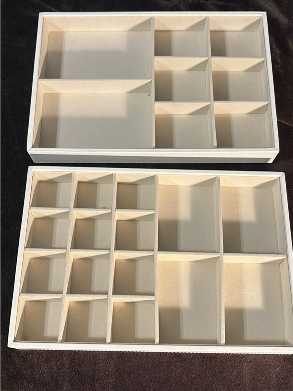 Neutral Cream Compartment Jewelry and Accessory Organizer Trays